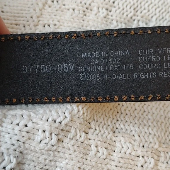 Vintage 2005 Harley Davidson Road Hog Race Belt Buckle Leather 34 - Picture 5 of 9